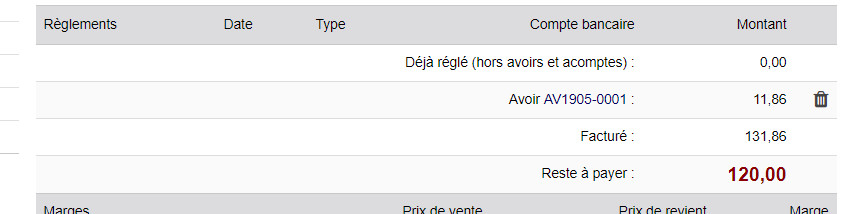 Avoir déduit dans Dolibarr
