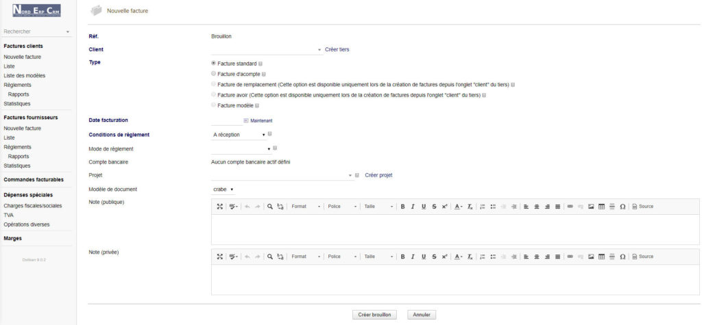 Comment créer une facture standard dans Dolibarr