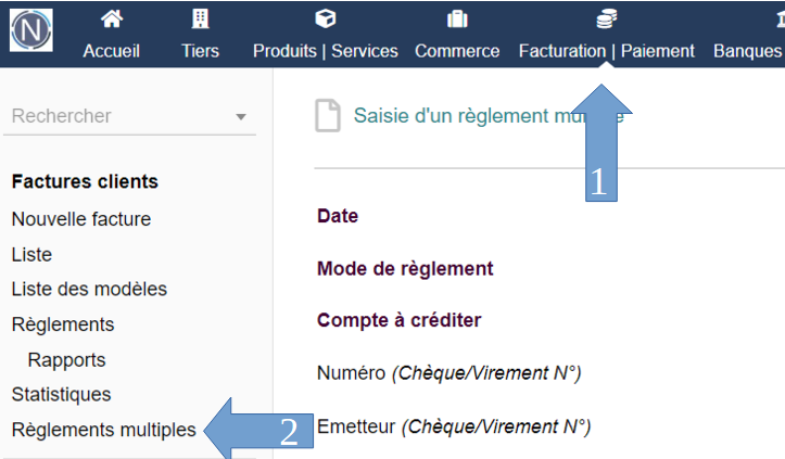 Utilisation du module multi règlements