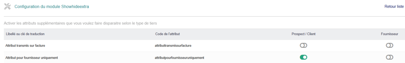 Module affichage attributs selon le tiers - NORD ERP CRM