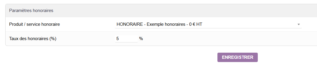 Paramétrages du module de frais sur facture pour Dolibarr